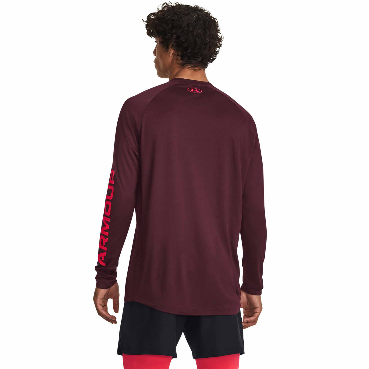 Under Armour Tech Print Fill Long Sleeve t-shirt de course pour homme - Dark Maroon