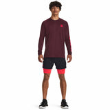 Under Armour Tech Print Fill Long Sleeve t-shirt de course pour homme - Dark Maroon