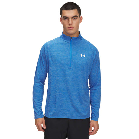 Under Armour Tech haut texturé à 1/2 zip  homme face - Blue Atlantis