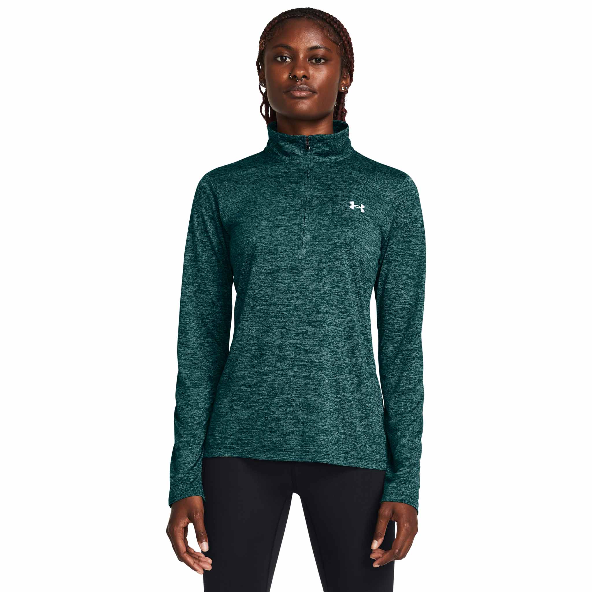 Zip up deals running top womens