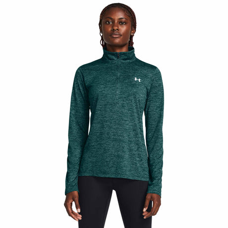 Under Armour Tech Half Zip Twist chandail de course manches longues femme face live- Hydro Teal / White