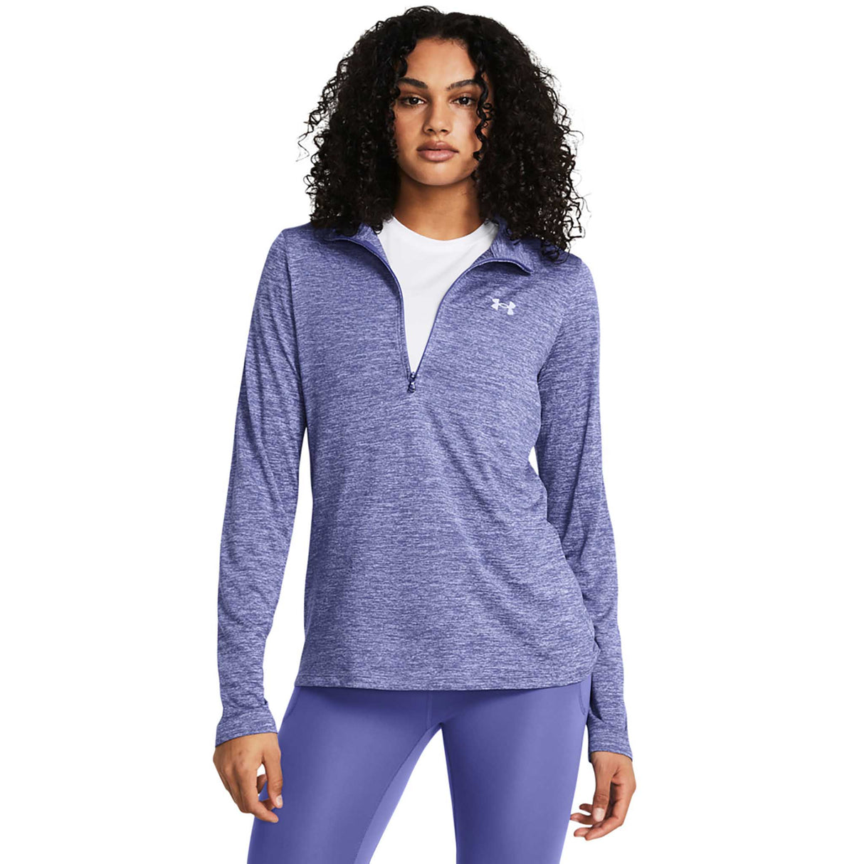 Under Armour Tech Half Zip Twist chandail de course manches longues femme face live - Starlight / Celeste