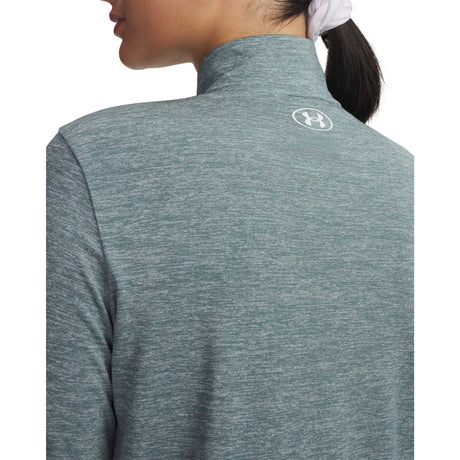 Under Armour Tech Half Zip Twist chandail de course manches longues femme details - Jasper Blue / White