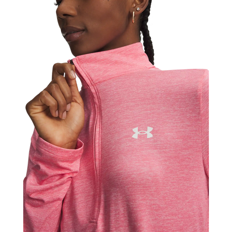 Under Armour Tech Half Zip Twist chandail de course à pied pour femme - Bittersweet Pink / White