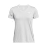 UA Tech Twist T-Shirt V Neck Femme - Gris Halo / Blanc