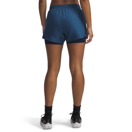 UA Fly-By short 2-en-1 pour femme - Wham Blue / Academy Reflective