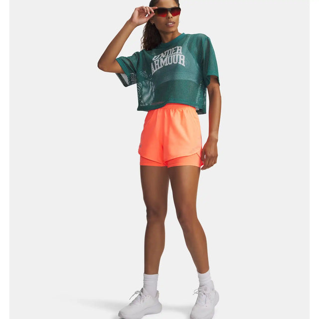 UA Fly-By short 2-en-1 pour femme - Electric Tangerine / Electric Tangerine / Reflective