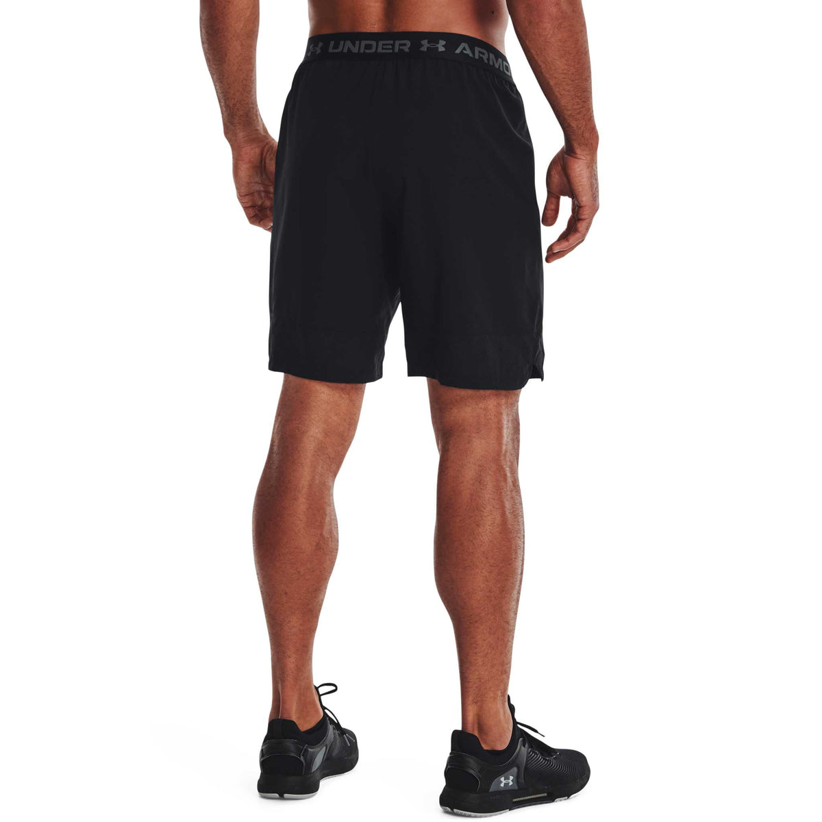 UA Vanish Woven 8-inch shorts pour homme dos- black / pitch grey