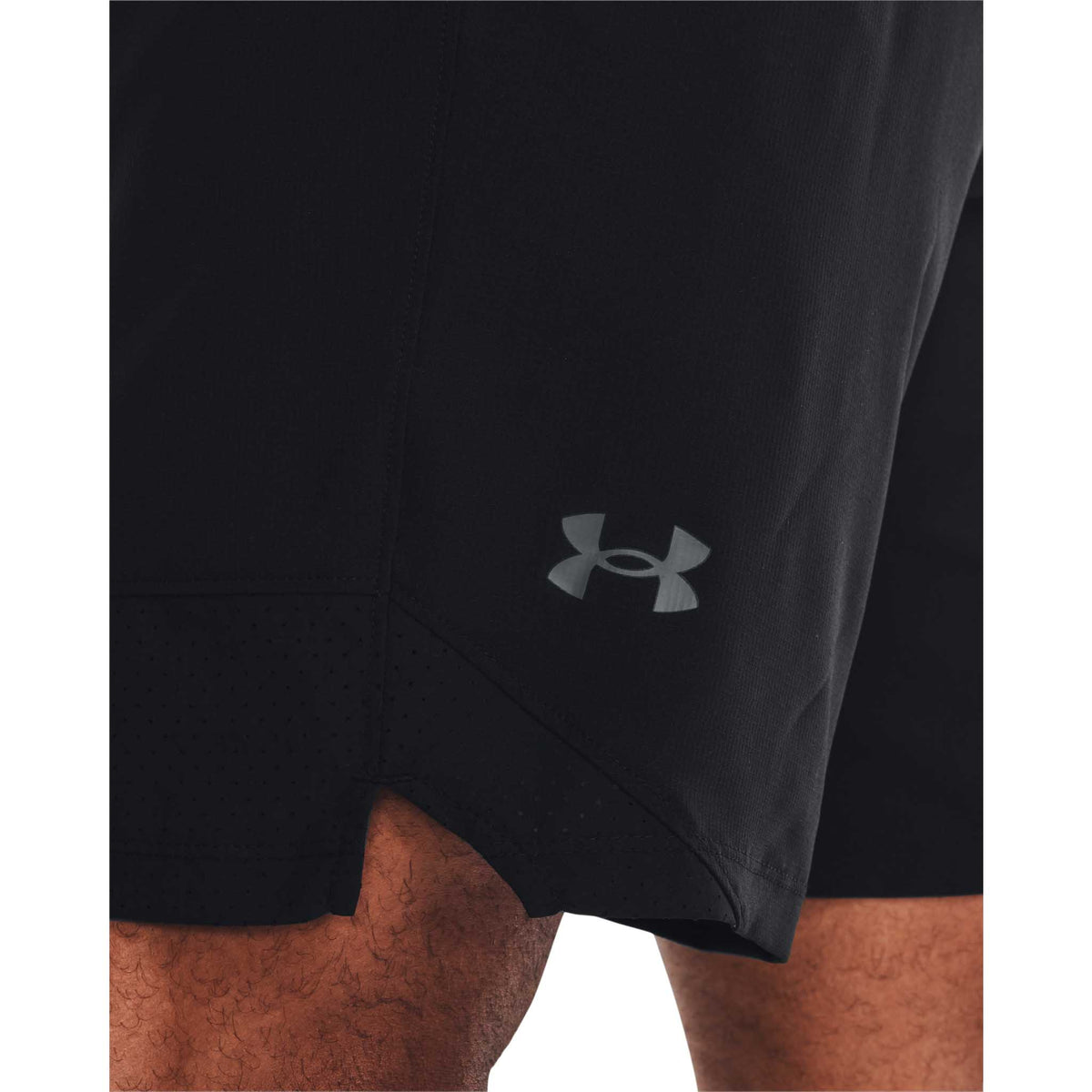 UA Vanish Woven 8-inch shorts pour homme details- black / pitch grey