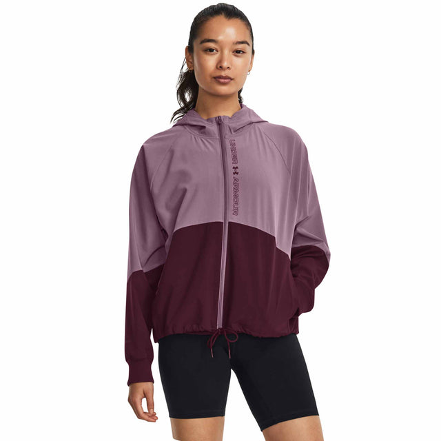 UA Woven FZ manteau de course à pied femme - Misty Purple / Dark Maroon