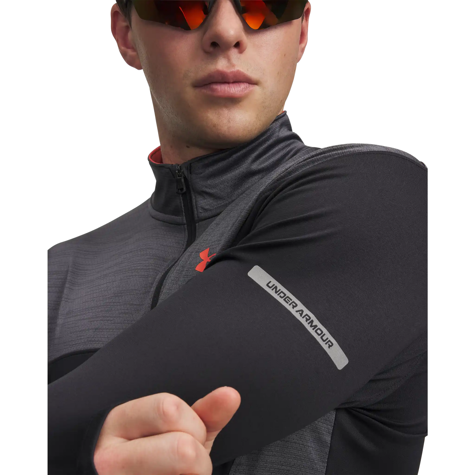 Under Armour Tech Utility 1/4 Zip chandail pour homme - Black / Venom Red