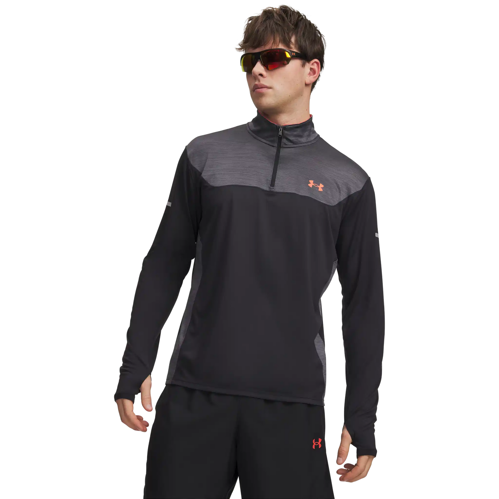Under Armour Tech Utility 1/4 Zip chandail pour homme - Black / Venom Red