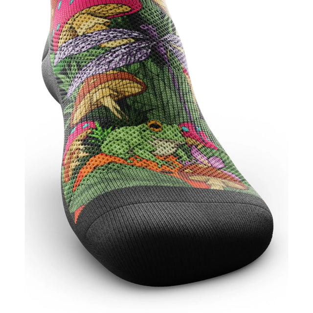 Outway Unfrog-ettable Forest Crew unisex running sock - Green / Multicolour - toe view