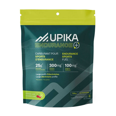 Upika Endurance+ carburant caféiné pour sport d'endurance - 25 portions - Cerise-Lime