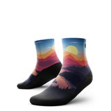 Outway Wanderlight Quarter chaussette de course unisexe - Bleu / Orange - paire, vue de trois quarts