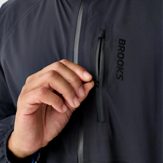 Brooks Canopy Waterproof Jacket veste imperméable homme Noir - détail