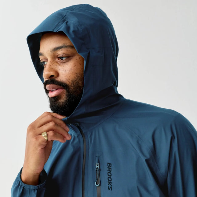 Brooks Canopy Waterproof Jacket veste imperméable homme Indigo - détail