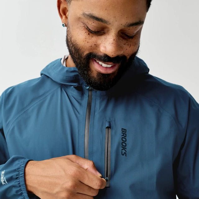 Brooks Canopy Waterproof Jacket veste imperméable homme Indigo - détail