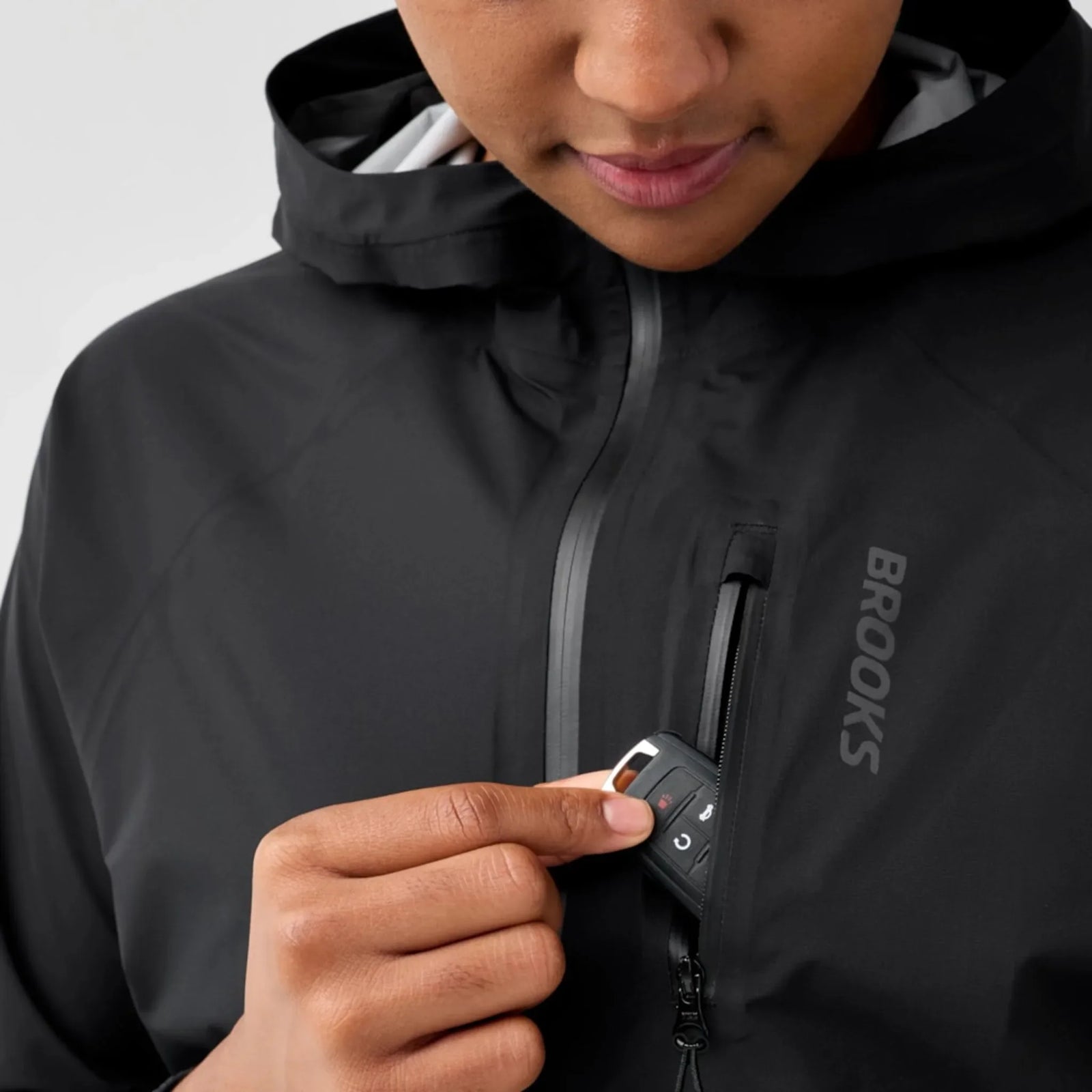 Brooks Canopy Waterproof Jacket women's waterproof jacket Black - detail