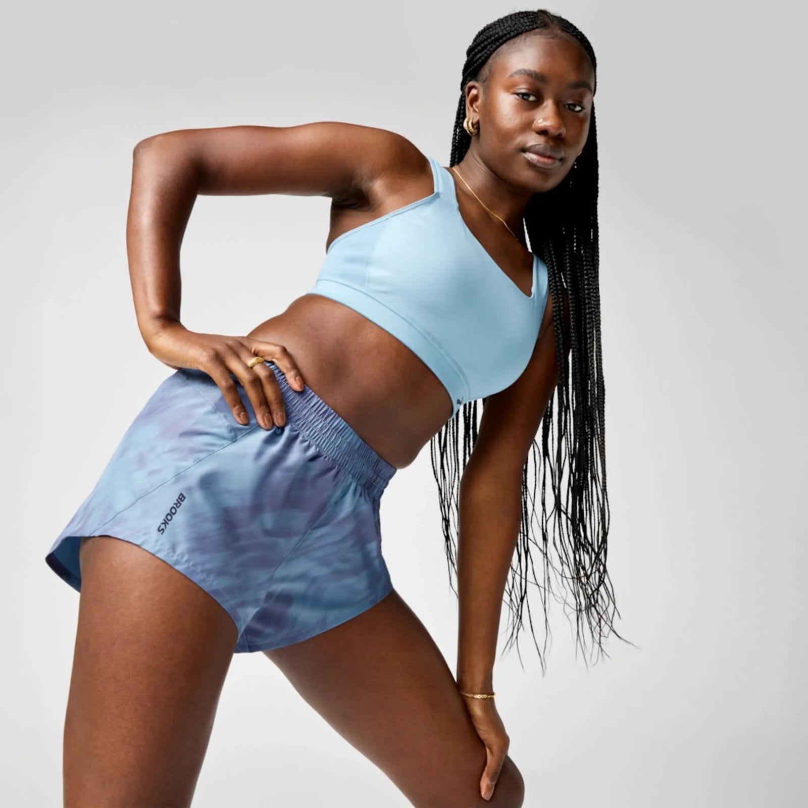 Brooks Dash short de course à pied à imprimé 3 po pour femme - Metablur Blue Haze