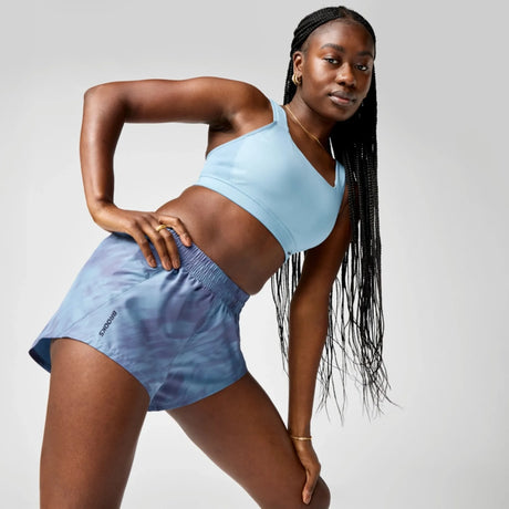 Brooks Dash short de course à pied à imprimé 3 po pour femme - Metablur Blue Haze