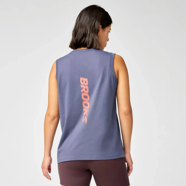 Brooks Graphic camisole de course à pied à imprimé pour femme - Nightfall / Cyber Peach