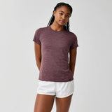 Brooks Luxe t-shirt de course à manches courtes pour femme - Heather Cocoa