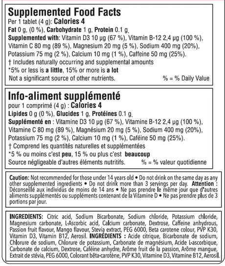 Krono Fizz Electrolytes - Passion Fruit & Mango - Nutrition Facts