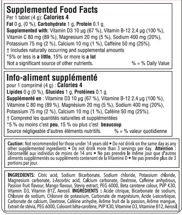 Krono Fizz Electrolytes - Passion Fruit & Mango - Nutrition Facts