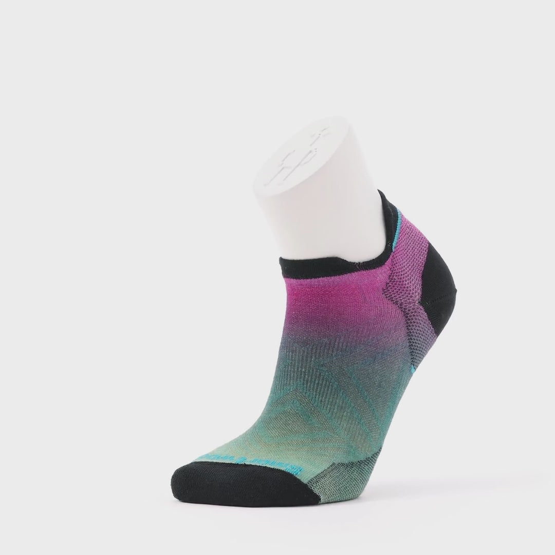 Smartwool Run Zero Cushion Ombre Print socquettes de course video - vert émeraude