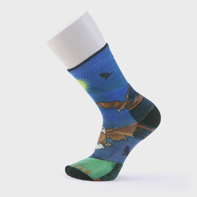 Smartwool chaussette de randonnée à motif d'aigle pour homme - Bleu Lagune