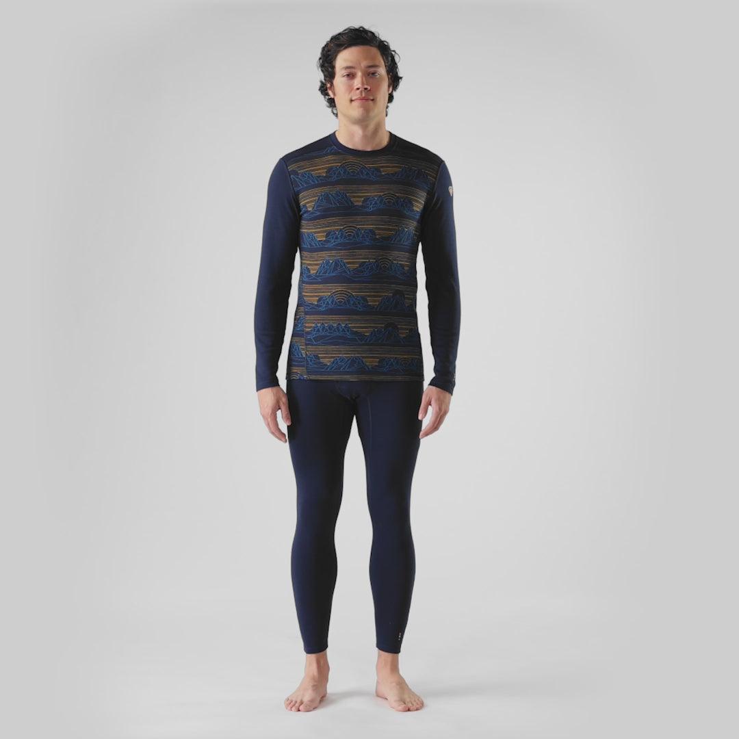 Chandail de base Smartwool Classic Thermal Merino pour homme - Marine foncé sommets géo