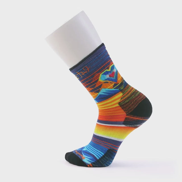 Smartwool chaussette de randonnée imprimée Open Hearts pour homme - Bleu / Jaune