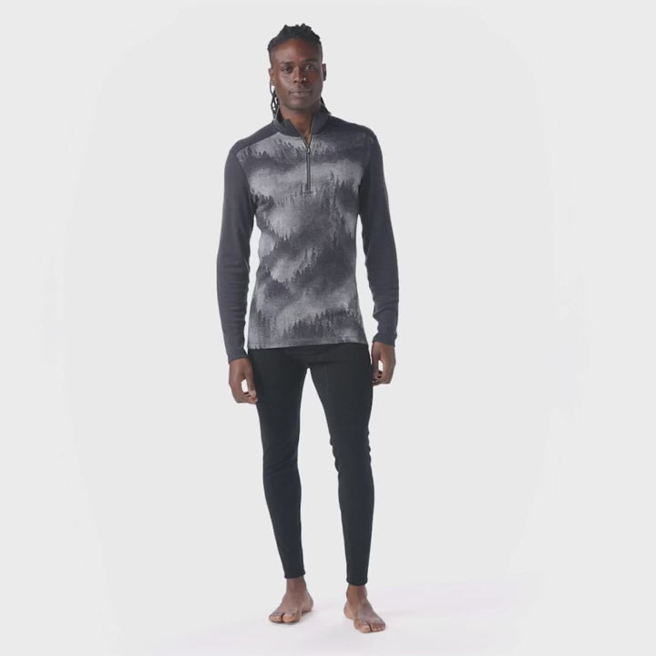 Smartwool Haut de base à demi-zip Classic Thermal Merino pour homme - Pins Embrumés Anthracite