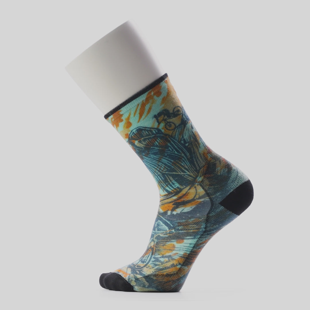 Smartwool chaussette de vélo imprimée Rugged Ride - Bleu Capri