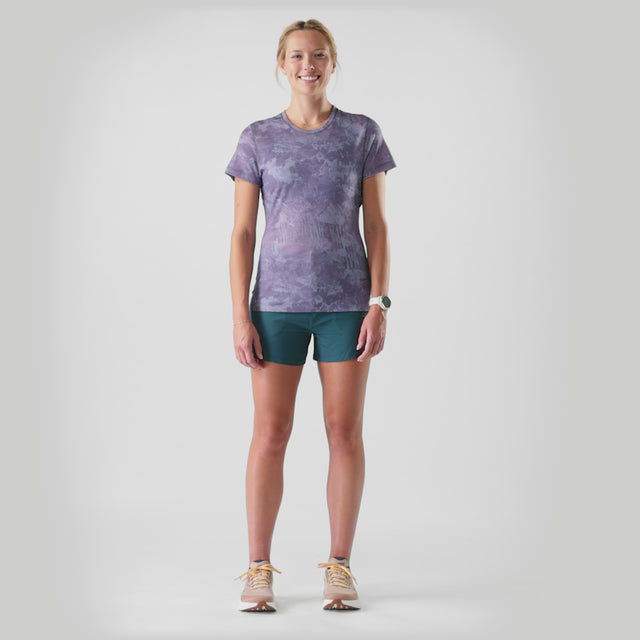 Smartwool T-shirt Merino col rond pour femme - Violet tempête des montagnes