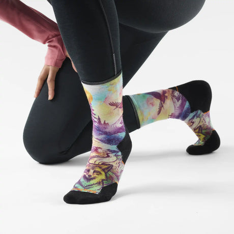 Smartwool Serene Peak women's merino wool trail running crew sock in dusty teal — additional view