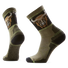 Smartwool Bison men's merino wool hiking crew sock in winter moss with bison head motif