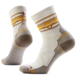 Mi-chaussette de randonnée Smartwool Fox Meadow pour femme en laine mérinos, coloris taupe naturel avec motif renard et montagnes