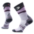 Smartwool Lunar Trek women's merino wool hiking crew sock in purple eclipse with loon and moon motif