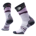 Smartwool Lunar Trek women's merino wool hiking crew sock in purple eclipse with loon and moon motif