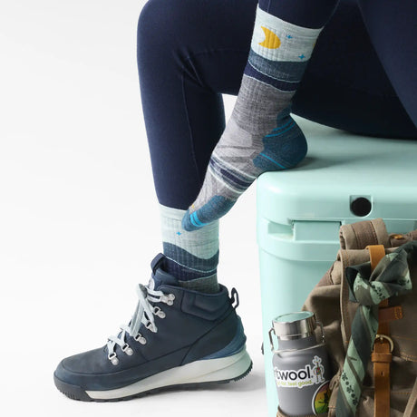 Smartwool Lunar Trek women's merino wool hiking crew sock in medium gray — additional view
