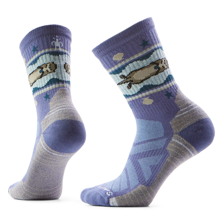 Smartwool Otter Float women's merino wool hiking crew sock in dusk blue with otter motif