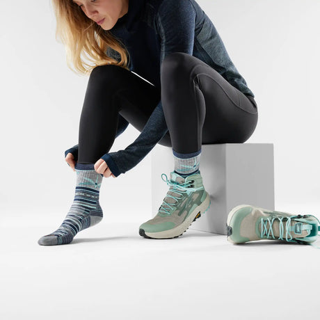 Smartwool Dragon Stitch women's merino wool hiking mid-crew sock in gray with dragonfly motif — additional view