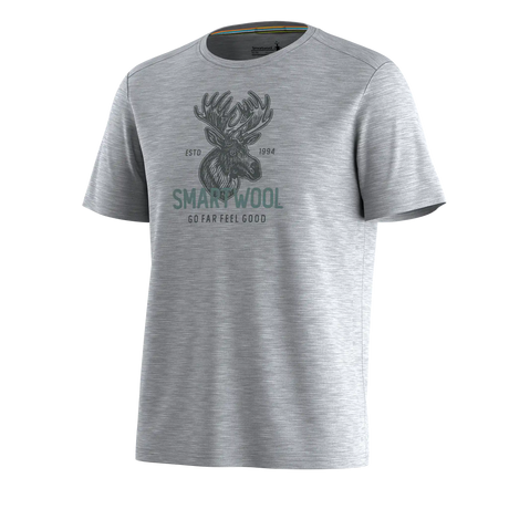 Smartwool Moose Mode men's merino wool short-sleeve graphic tee in light gray heather — additional view