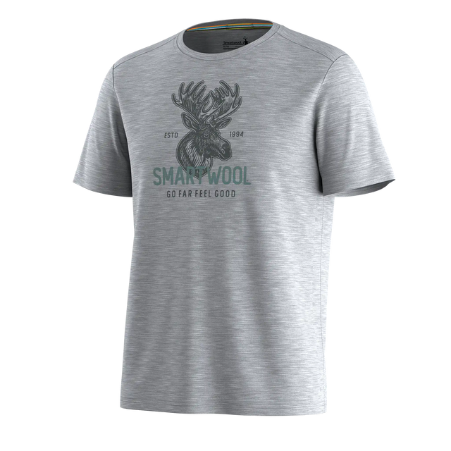 Smartwool Moose Mode men's merino wool short-sleeve graphic tee in light gray heather — additional view