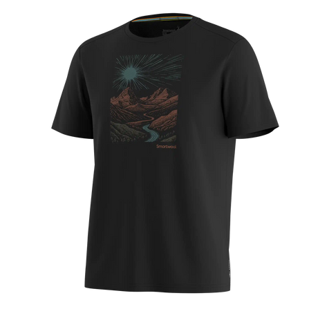 Smartwool Wander Valley men's merino wool short-sleeve graphic tee in black — additional view
