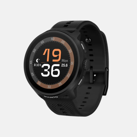 Montre GPS de course Suunto Run, coloris All Black (bracelet silicone) — vue de face