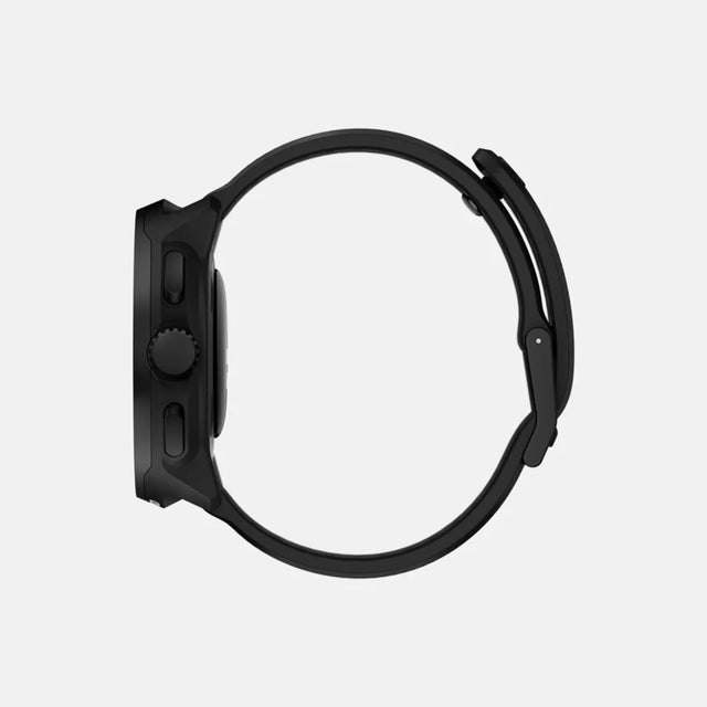 Montre GPS de course Suunto Run, coloris All Black (bracelet silicone) — vue de profil