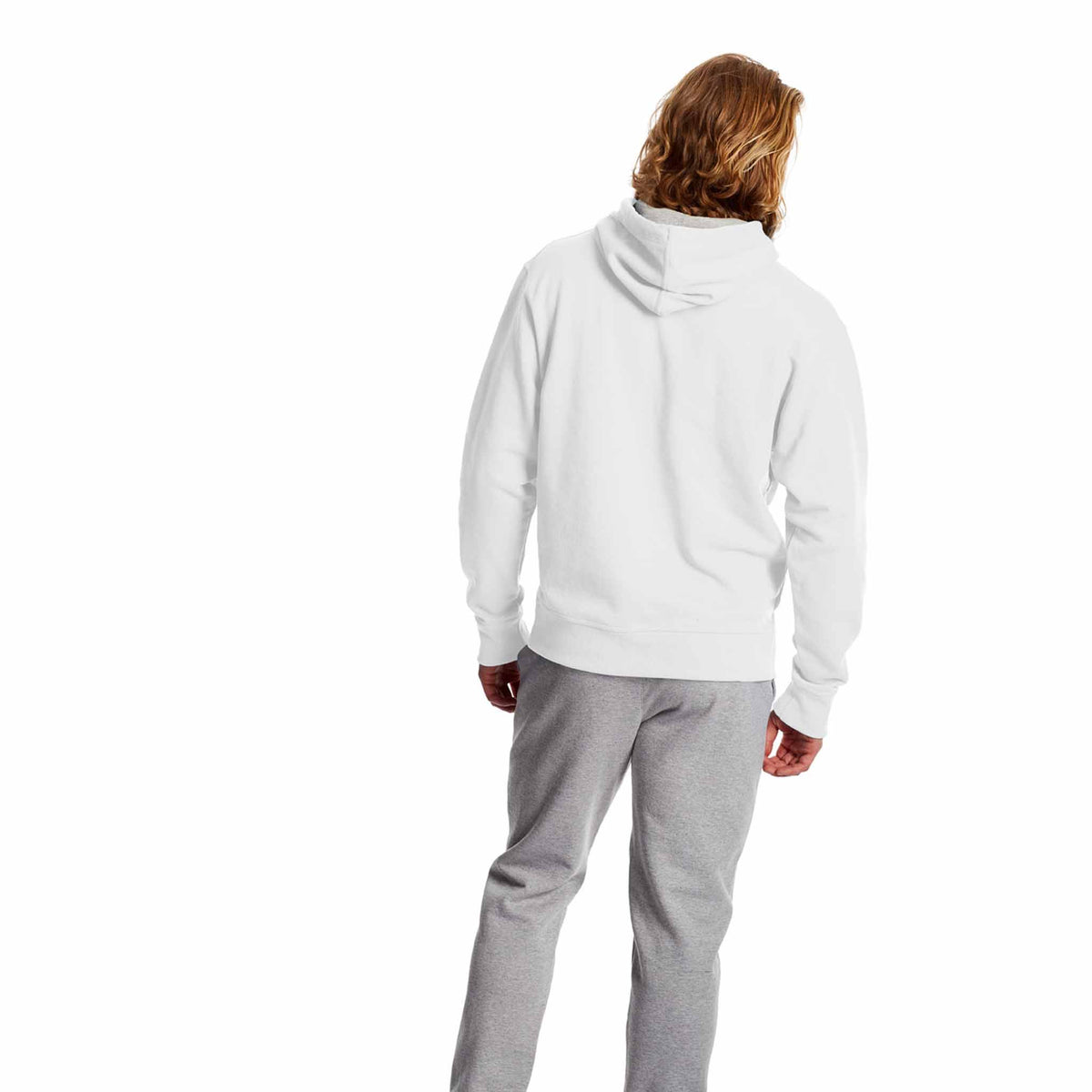 Champion Powerblend Graphic Hoodie sweatshirt a capuchon avec logo pour homme blanc vue de dos